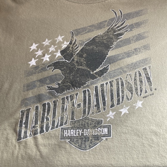 Mens 3XL Stampede Harley Davidson Burleson Tx Olive Green T Shirt EUC - Picture 8 of 8